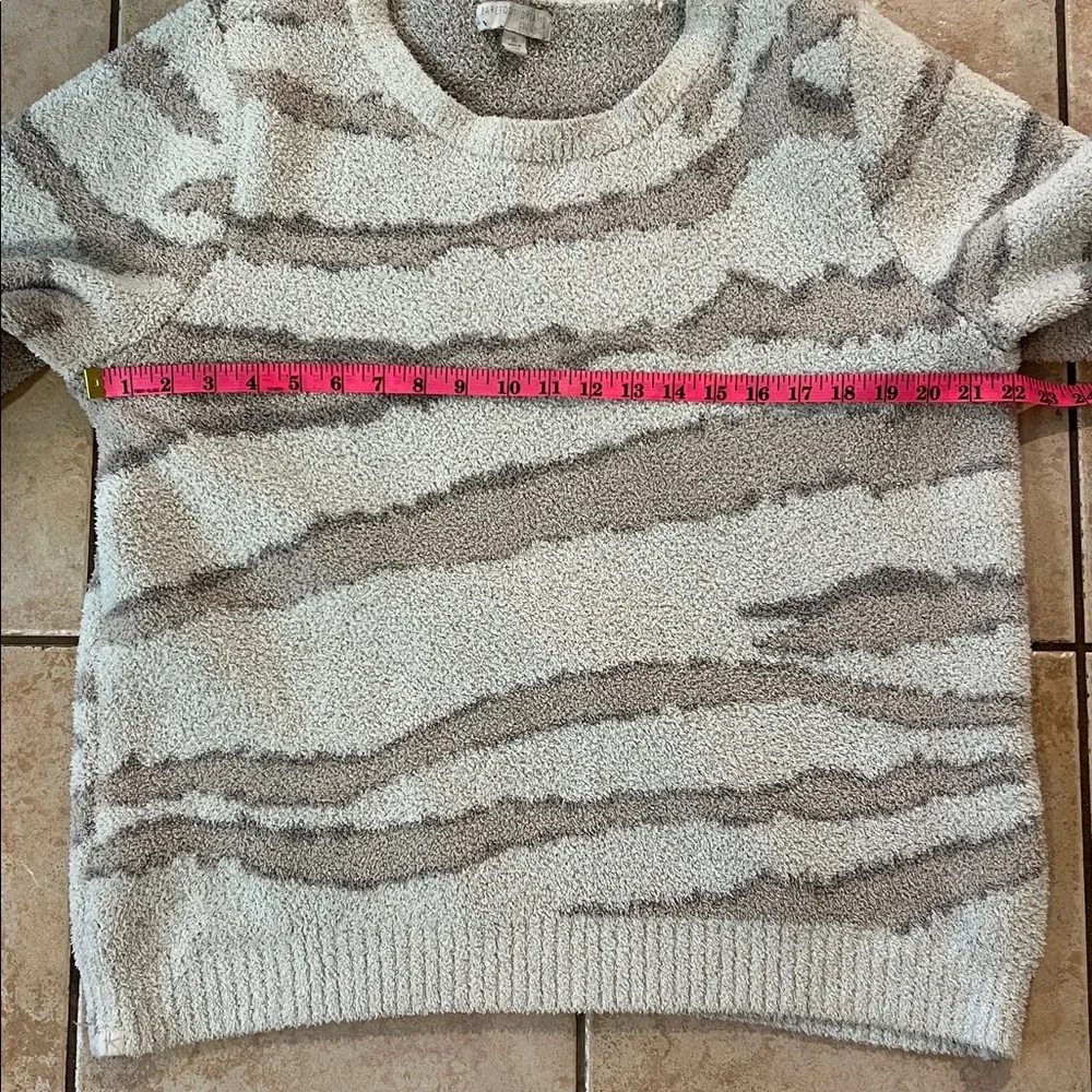 Barefoot Dreams‎ Cozy “Tiger” Striped Sweater Cream & Tan, Sz XL